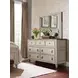 Southbury Parchment and Brown 7 Drawer Dresser with Rectangular Landscape Mirror