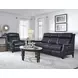 Warrendale Shoreham Blue Leather 83" Power Reclining Sofa with Nailhead Trim and USB Charging