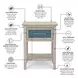 Blue Isles Ocean Blue and Aged Ivory 1 Drawer Woven Nightstand with USB Charging