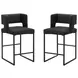 1248 Black Upholstered Bar Stool Set of 2