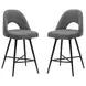 1253 Gray Upholstered Swivel Bar Stool Set of 2