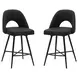 1258 Black Upholstered Swivel Bar Stool Set of 2