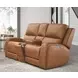 Belmont Lyric Caramel Leather 77" Zero Gravity Power Reclining Loveseat with Console and USB Charging