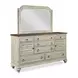 Homestead Pine Cornsilk 7 Drawer Ellesmere Dresser with Rectangular Mirror