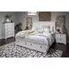 Crownfall Whisper White and Cerused Nutmeg Queen Upholstered Storage Panel Bed