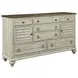 Homestead Pine Cornsilk 7 Drawer Ellesmere Dresser with Rectangular Mirror