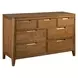 Cherryline Cherry 7 Drawer Scale Dresser with Rectangular Landscape Mirror