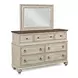 Homestead Pine Cornsilk 7 Drawer Wellington Dresser with Rectangular Landscape Mirror