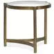 Cassidy Aged Brass and Volakas Classic Round Glass Top End Table