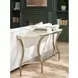 Oakmere White and Aged Pewter Demilune Quartz Top Console Table