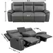 Gaston Gray Manual Reclining 88" Sofa with Drop-Down Console