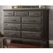 Heritage Timber Charcoal and Brown 9 Drawer Westwood Bureau with Rectangular Jessup Mirror