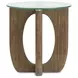 Lainey Almond Round Glass Top End Table