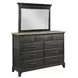 Heritage Timber Charcoal and Brown 9 Drawer Westwood Bureau with Rectangular Jessup Mirror