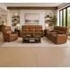Channing Renaissance Cinnamon Leather Zero Gravity Triple Power Reclining Living Room Set with Nailhead Trim and USB Charging