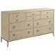 Lenox Alabaster and Gold 8 Drawer Straddella Dresser with Rectangular Anaheim Mirror