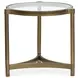 Cassidy Aged Brass and Volakas Classic Round Glass Top End Table