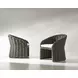 Salinas Dark Umber and White Performance Fabric Outdoor Arm Chair