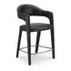 Martens Black Leather Upholstered Counter Height Stool