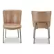 Early Tan Leather Upholstered Dining Chair Set of 2