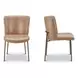 Early Tan Leather Upholstered Dining Chair Set of 2