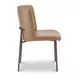 Early Tan Leather Upholstered Dining Chair Set of 2