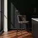 Early Dark Brown Upholstered Counter Height Stool