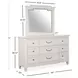Willowbrook Egg Shell White 9 Drawer Dresser with Rectangular Mirror