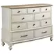 Litchfield Sunwashed and Brown 10 Drawer Cotswold Dresser with Rectangular Landscape Mirror