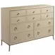 Lenox Alabaster and Gold 10 Drawer Ventura Dresser with Rectangular Anaheim Mirror