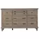 Lancaster Dovetail Gray 9 Drawer Dresser with Rectangular Mirror