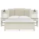 Willowbrook Egg Shell White and Cream King Upholstered Wall Panel Bed with 2 Nightstand and USB Charging