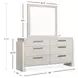 Lorelei Misty Cloud 6 Drawer Dresser with Rectangular Mirror