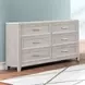Fiona White and Mist Gray 6 Drawer Marble Top Dresser