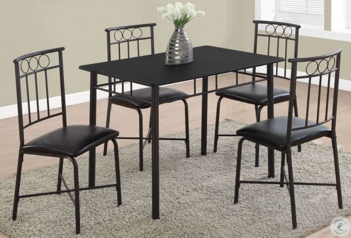 Black Metal 5 Piece Dining Room Set from Monarch ... (710 x 481 Pixel)
