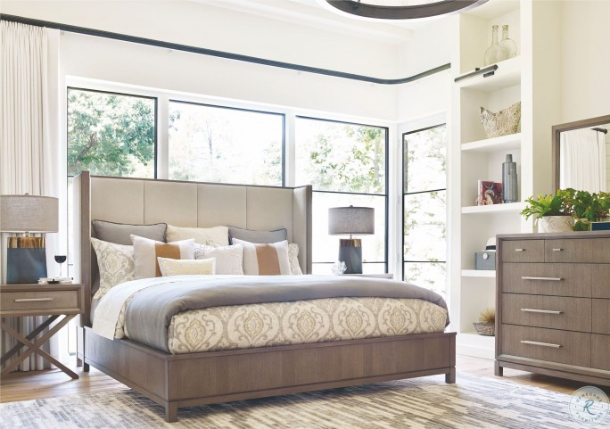 High Line Greige Upholstered Shelter Bedroom Set by ...