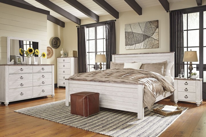 Willowton Whitewash Cal. King Panel Bed from Ashley ...