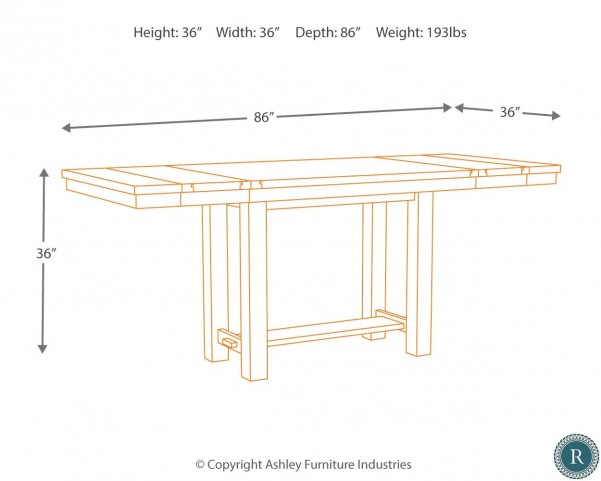 Moriville Grayish Brown Extendable Counter Height Dining Table