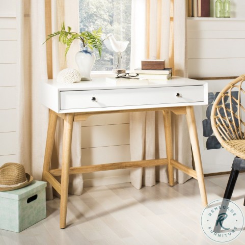 Isadora White And Natural Midcentury Modern Desk From Safavieh Coleman Furniture