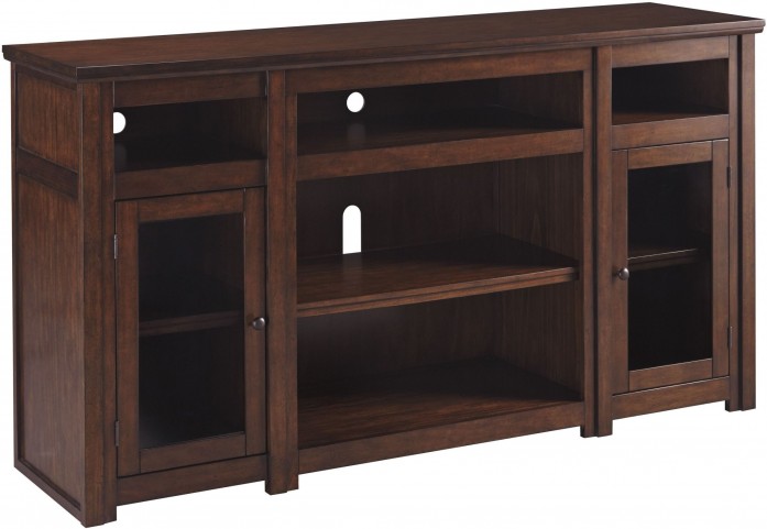 Harpan Reddish Brown Xl Tv Stand With Fireplace And Audio Option From Ashley Furniture Furnitureetc Com W797 68