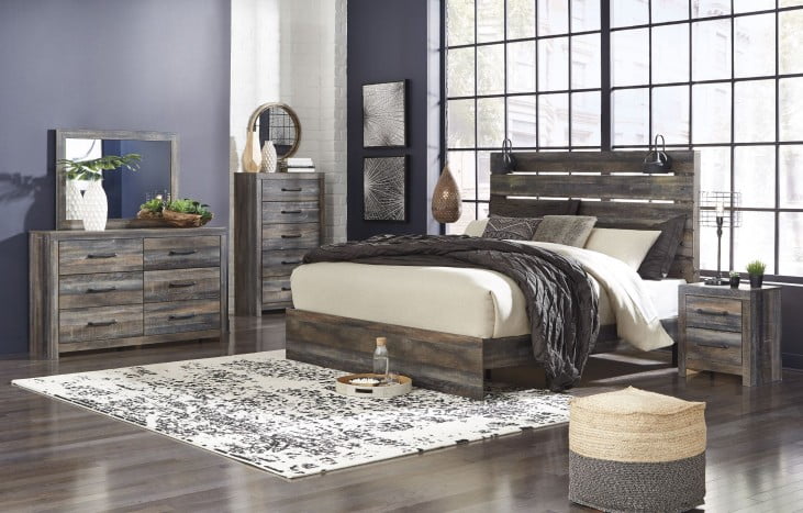 Drystan Brown Rustic Panel Bedroom Set from Ashley | HomeGalleryStore ...