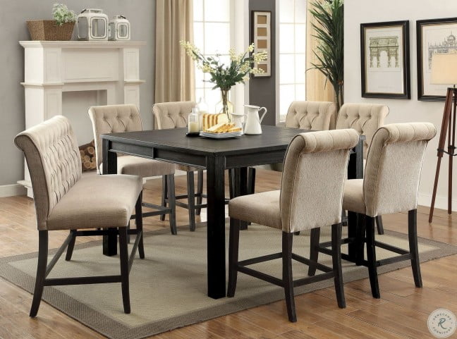 Sania III Antique Black Counter Height Dining Room Set ...