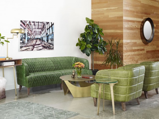 Magdelan Dark Green Tufted Leather Living Room Set from Moes Home ...