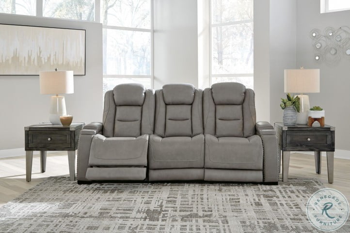 The Man Den Gray Power Reclining Sofa From Ashley Homegallerystore Com U8530515 ··· grey leather recliner sofa, genuine leather reclining sofa, buy grey leather lounge sofa from china. the man den gray leather power reclining sofa with adjustable headrest