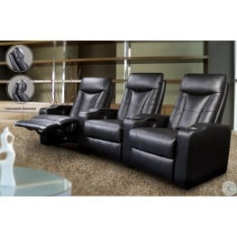 Cyrus Black Leather Match Three Seat Home Theater Set600130 3 From Coaster Homegallerystore Com 600130 3