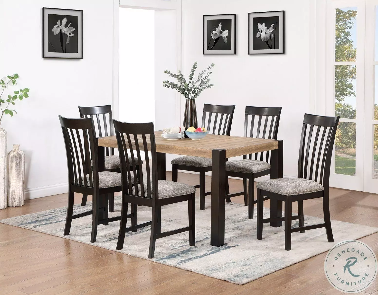 D00507 Black And Oak Rectangular Dining Room Set from Avalon