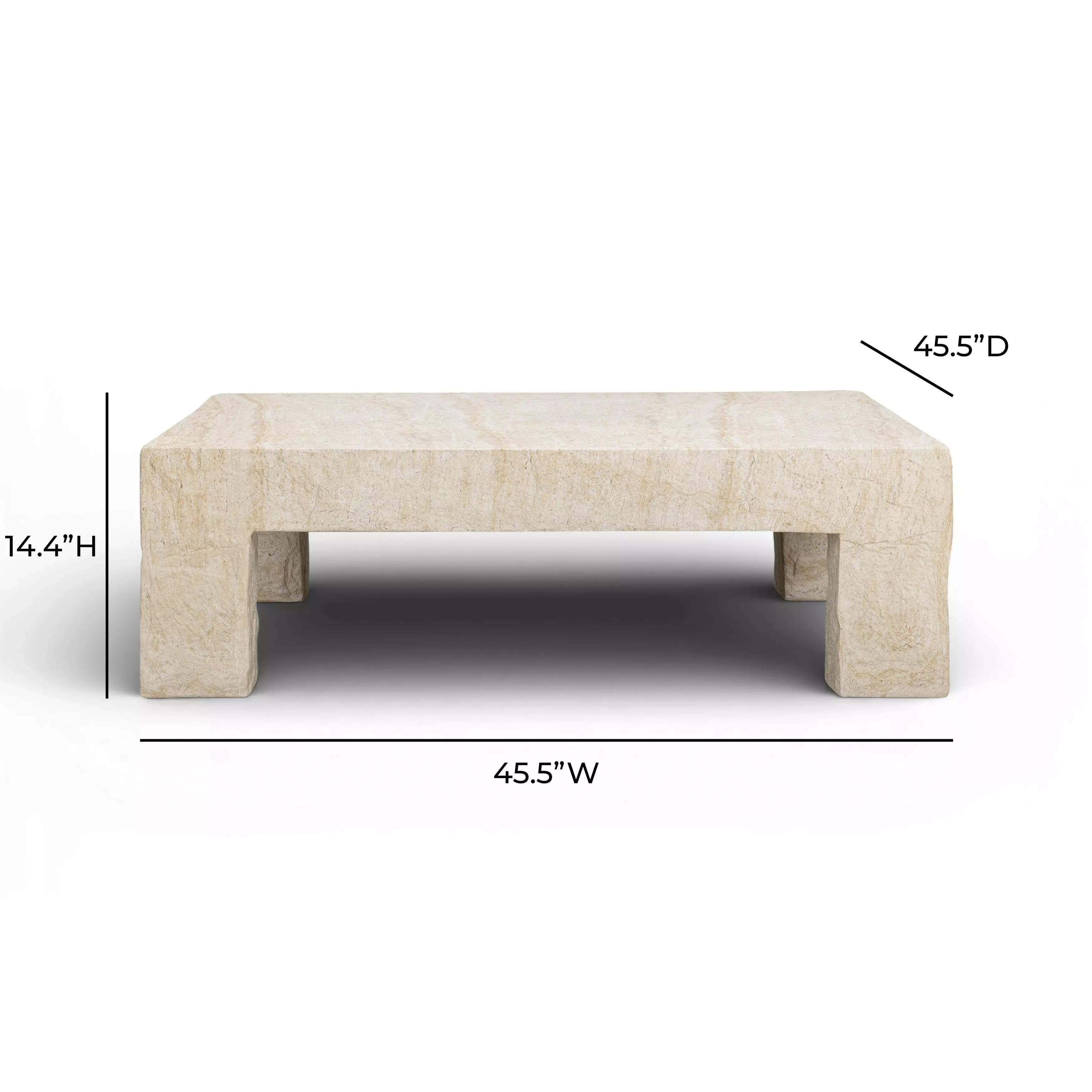 Roxanne Travertine Outdoor Square Large Coffee Table