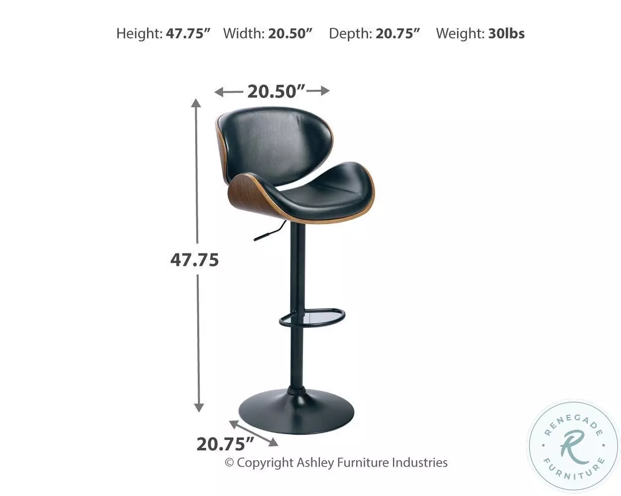 Bellatier Brown Tall Upholstered Swivel Adjustable Bar Stool