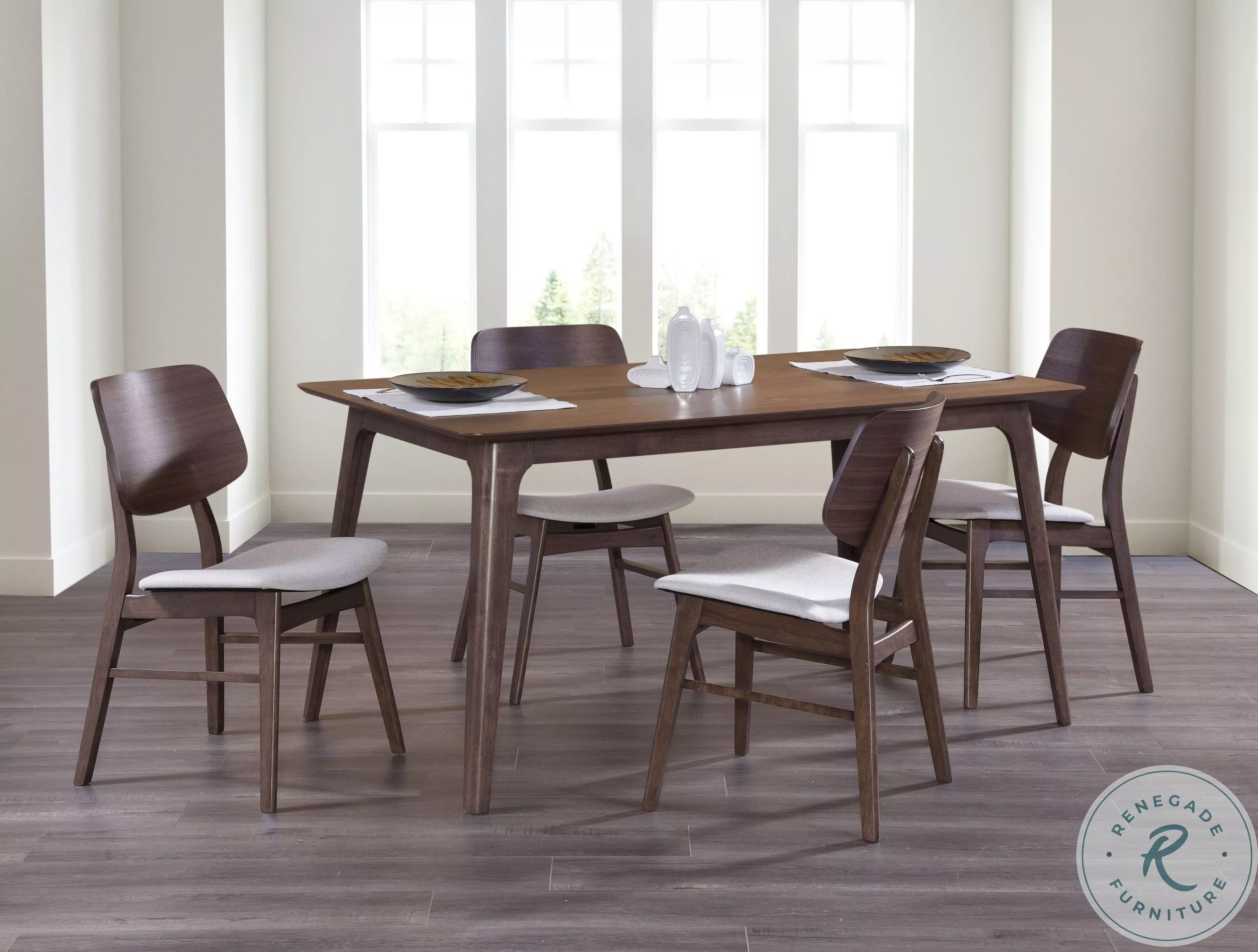 Oscar Natural Walnut Wood Back Side Chair Set of 2 from New
