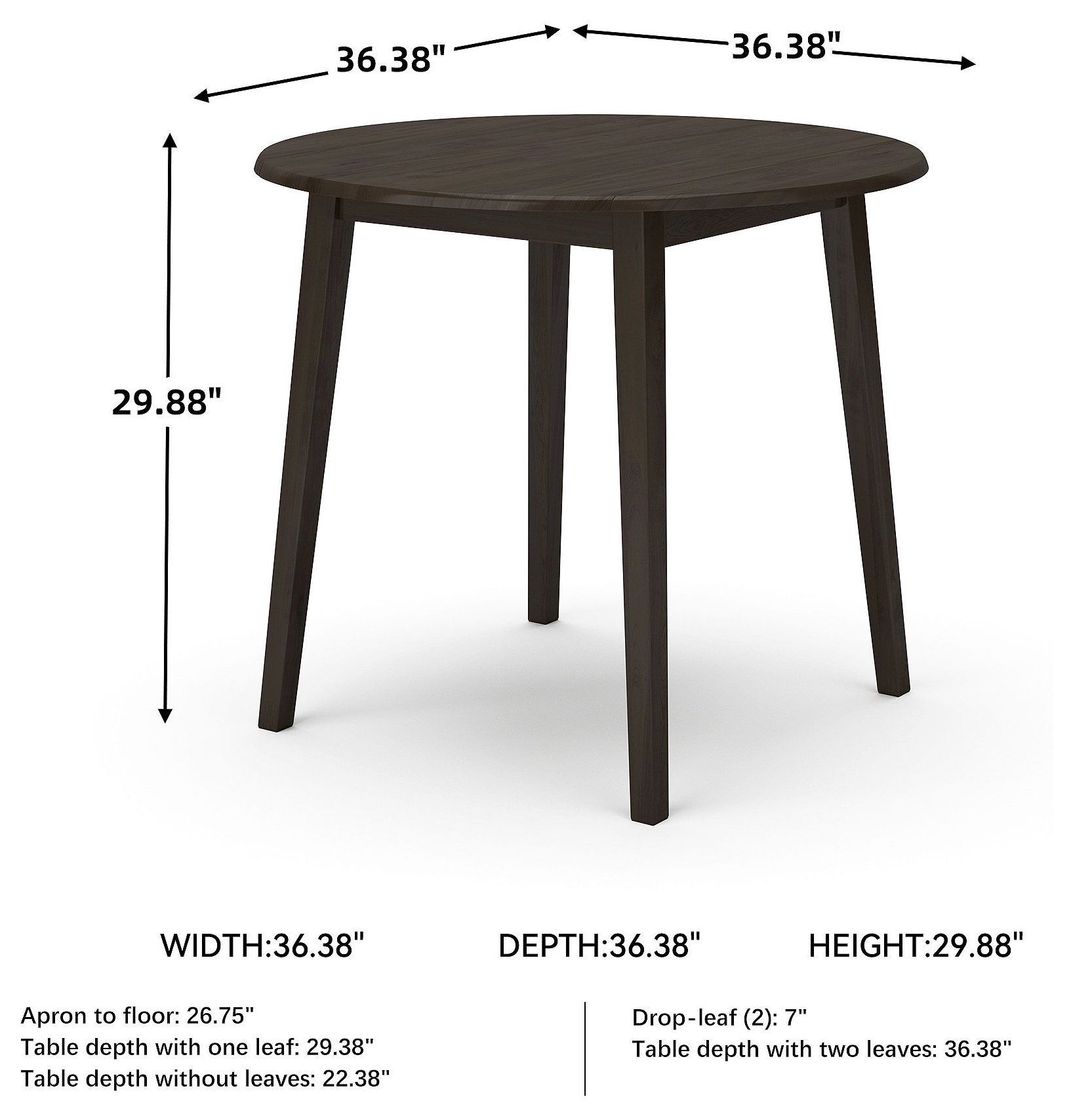 Hammis Dark brown Extendable Drop Leaf Round Dining Table